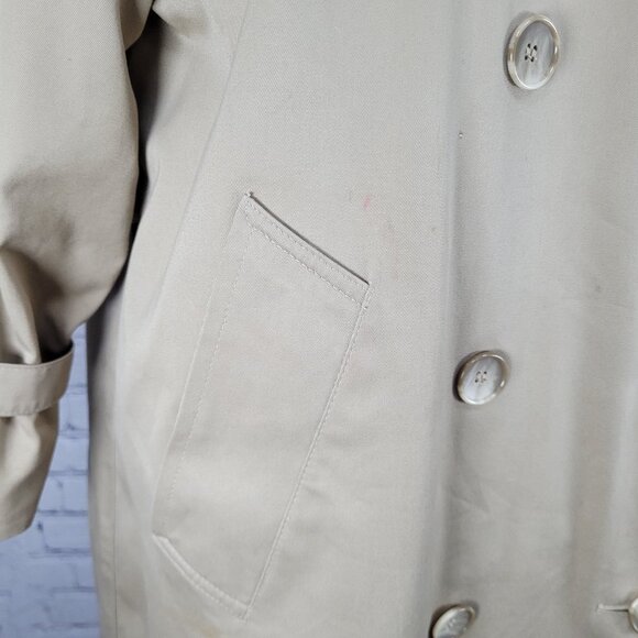 VTG London Fog Maincoats Tan Removable Liner Double Breast Trench Coat Size 14P - Picture 7 of 16